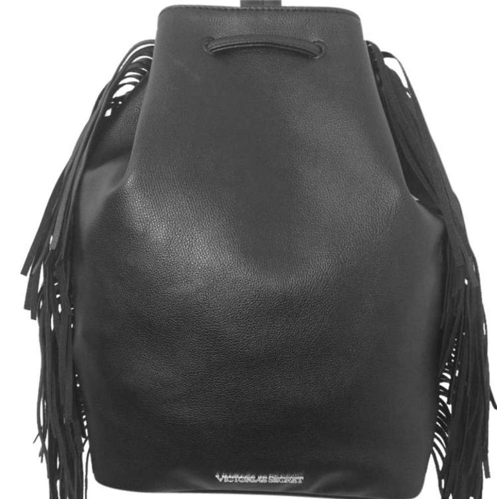 Victoria's Secret Faux Leather Black Backpack Bag